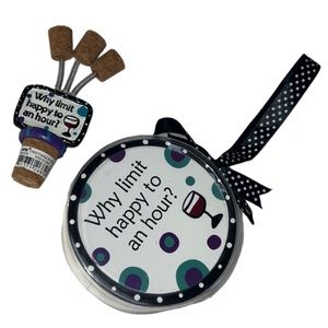 WINE CORK AND COASTERS SET “WHY LIMIT HAPPY TO AN HOUR”